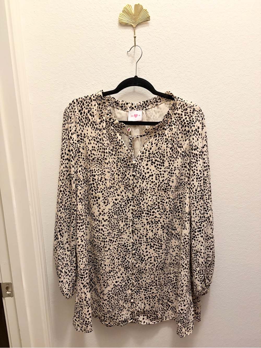 NWT BuddyLove Leah Animal Print Button Up Mini Dress Women’s Size Large